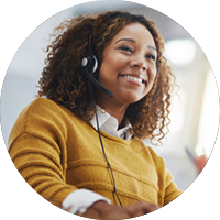 Woman working in a call center